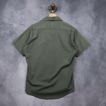 70s Olive Green Sears Perma-Prest Short Sleeve Work Shirt 5569