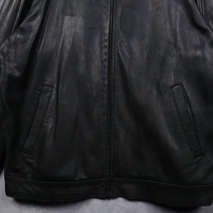 90s Black Polo Ralph Lauren Leather Jacket 5488