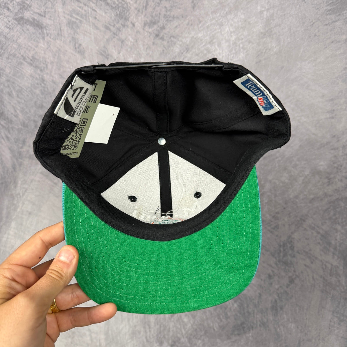 90s Black Miami Dolphins Snapback Hat 6821