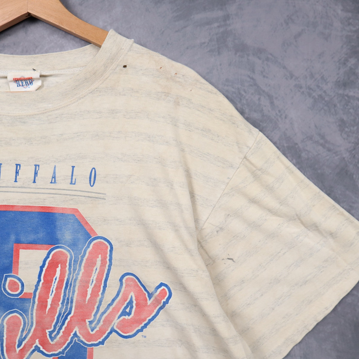 1993 Cream Buffalo Bills Striped Shirt 6704