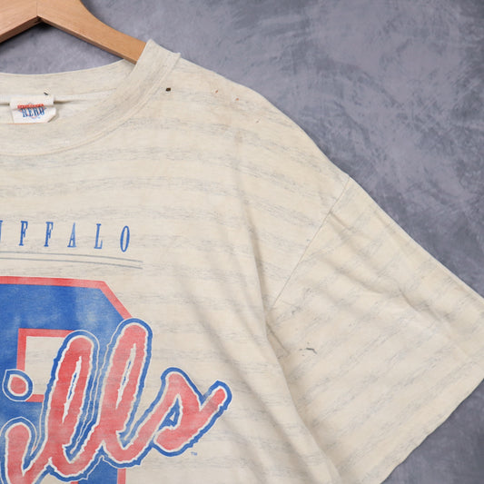 1993 Cream Buffalo Bills Striped Shirt 6704