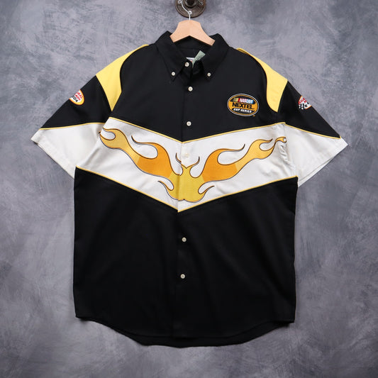 2004 Black NASCAR Nextel Cup Series Inaugural Season Flames Button Up Shirt 7269