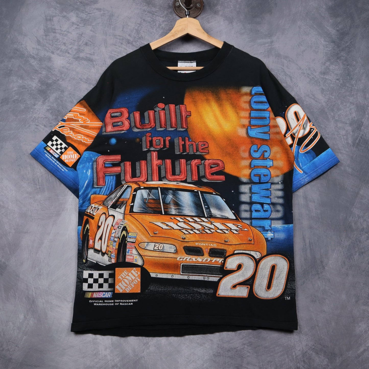 00s Black Tony Stewart NASCAR All Over Print Shirt 4916