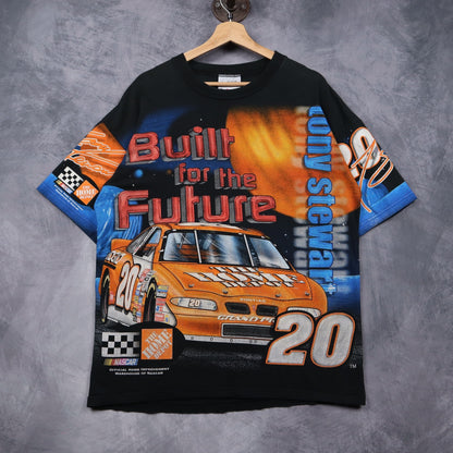 00s Black Tony Stewart NASCAR All Over Print Shirt 4916