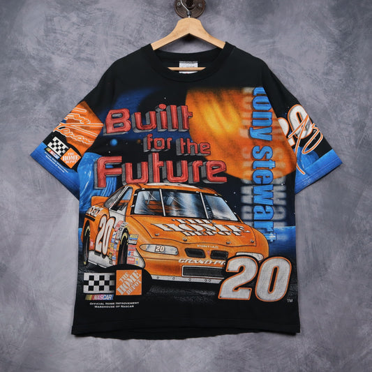 00s Black Tony Stewart NASCAR All Over Print Shirt 4916