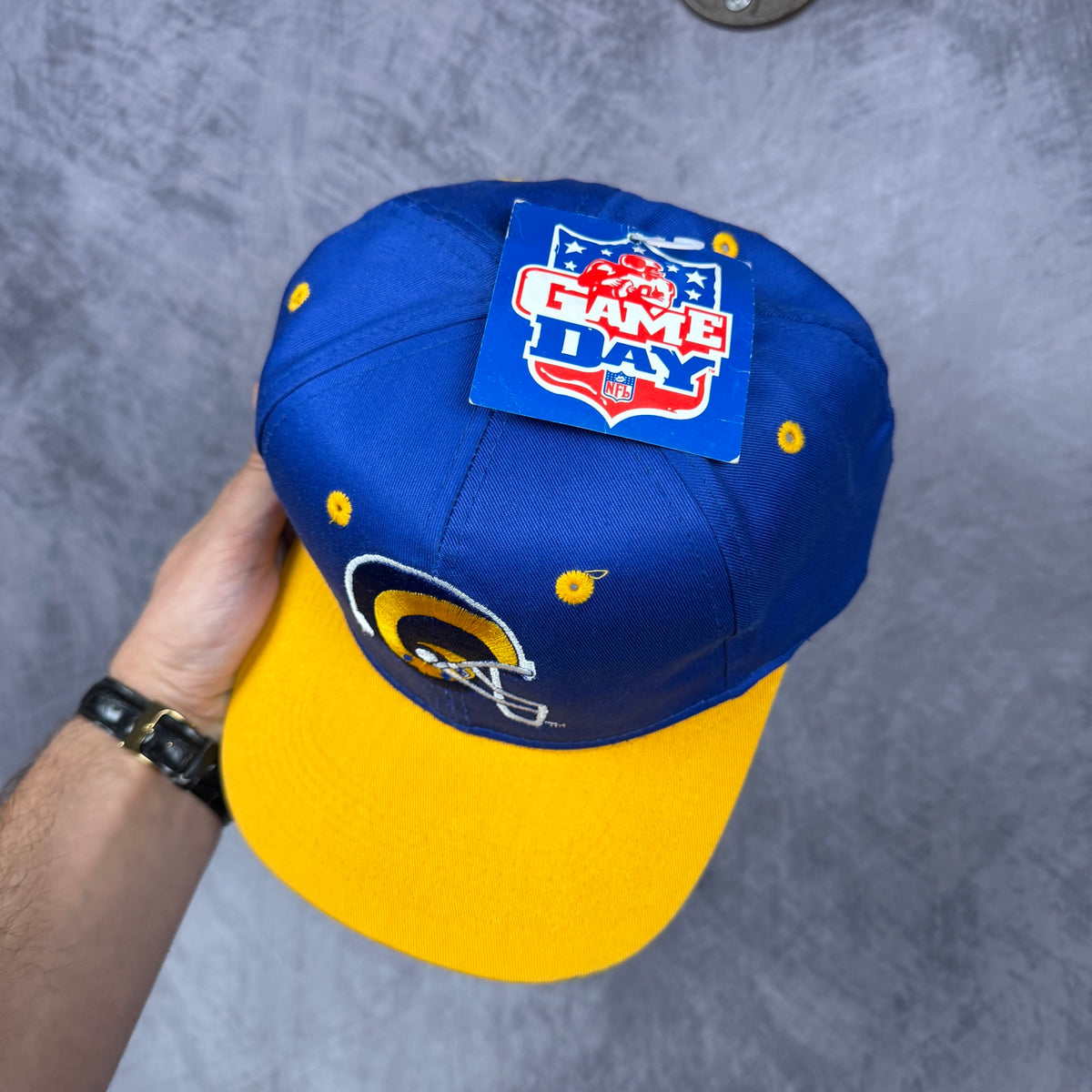 1995 Blue Los Angeles Rams Game Day Snapback Hat 6884