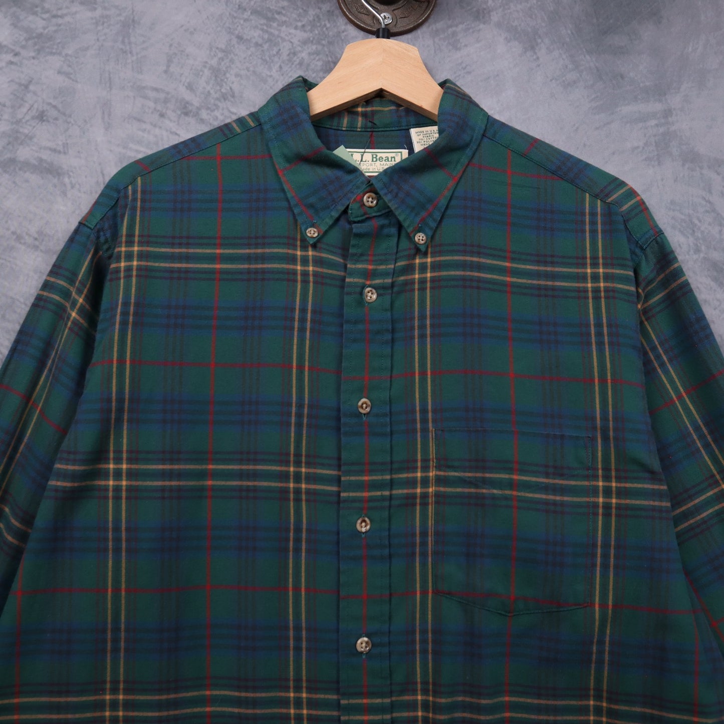 90s Green L.L. Bean Plaid Long Sleeve Button Up Shirt 5556