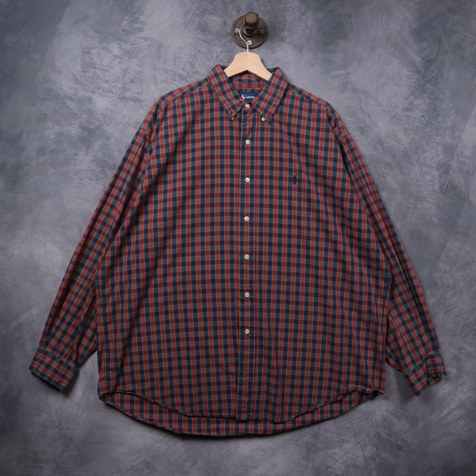 90s Red Plaid Polo Ralph Lauren Blake Long Sleeve Button Up Shirt 5408
