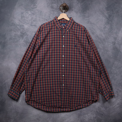 90s Red Plaid Polo Ralph Lauren Blake Long Sleeve Button Up Shirt 5408