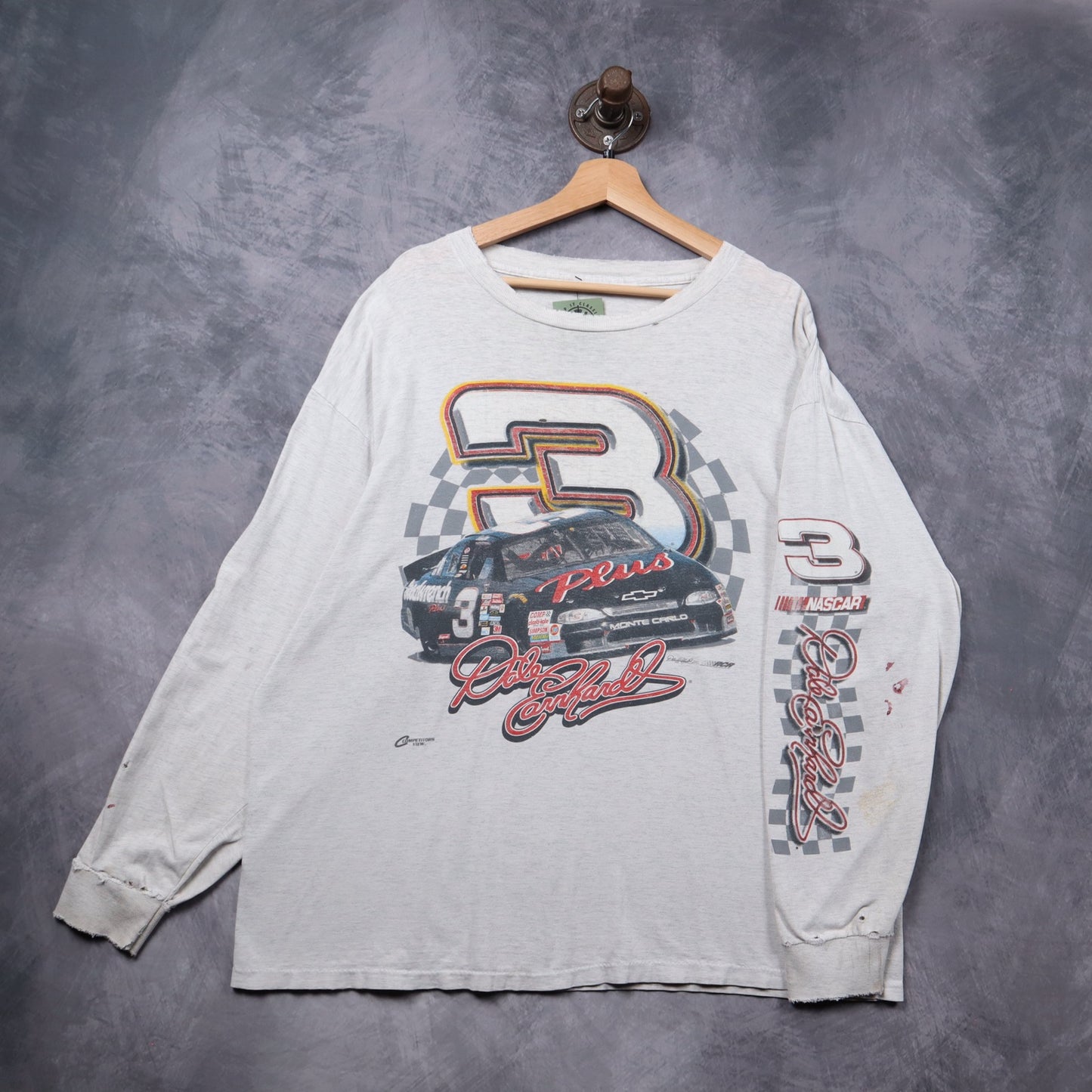 Late 90s Heather Grey Dale Earnhardt #3 NASCAR Long Sleeve Shirt 5353