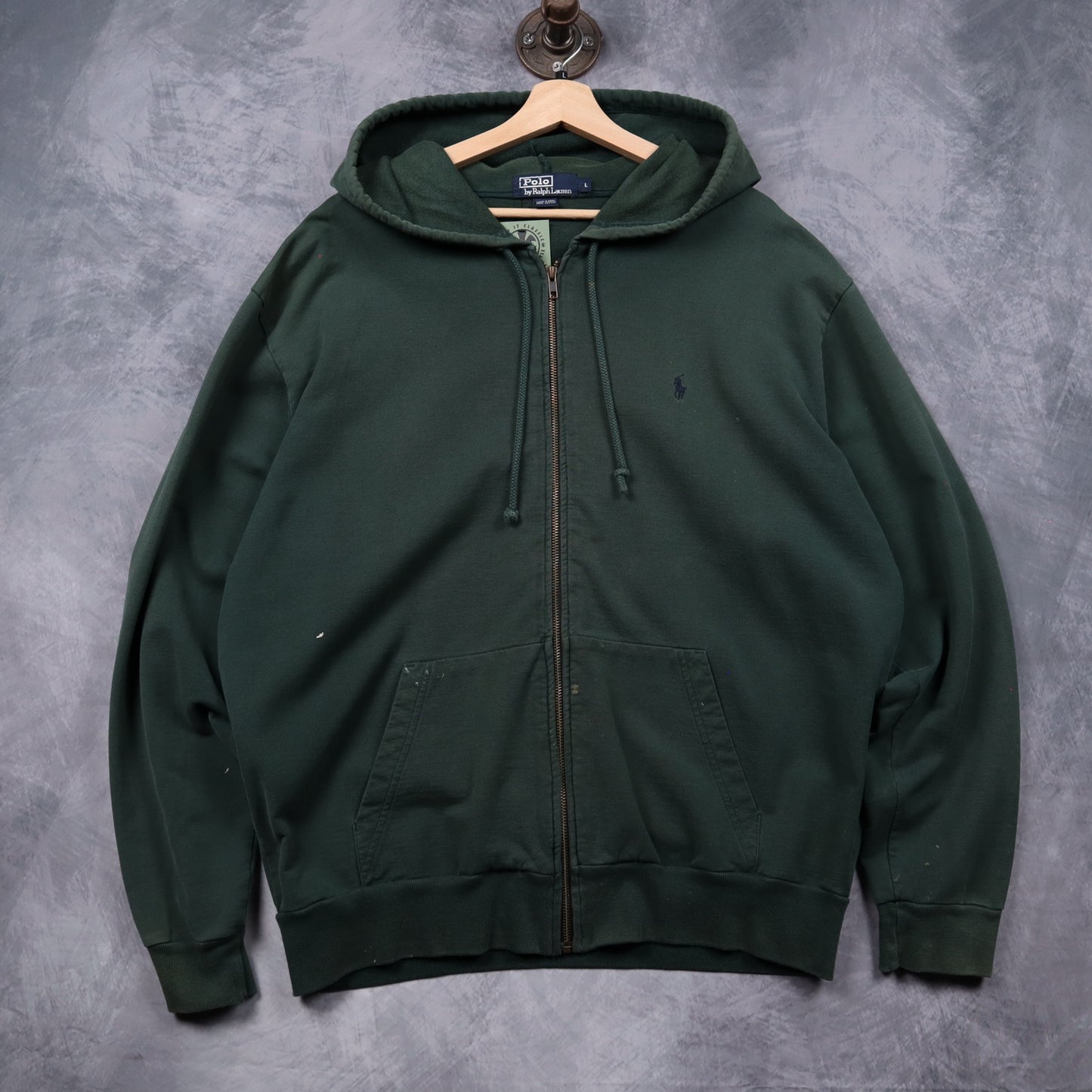 Early 2000s Dark Green Polo Ralph Lauren Zip Up Hoodie 4698