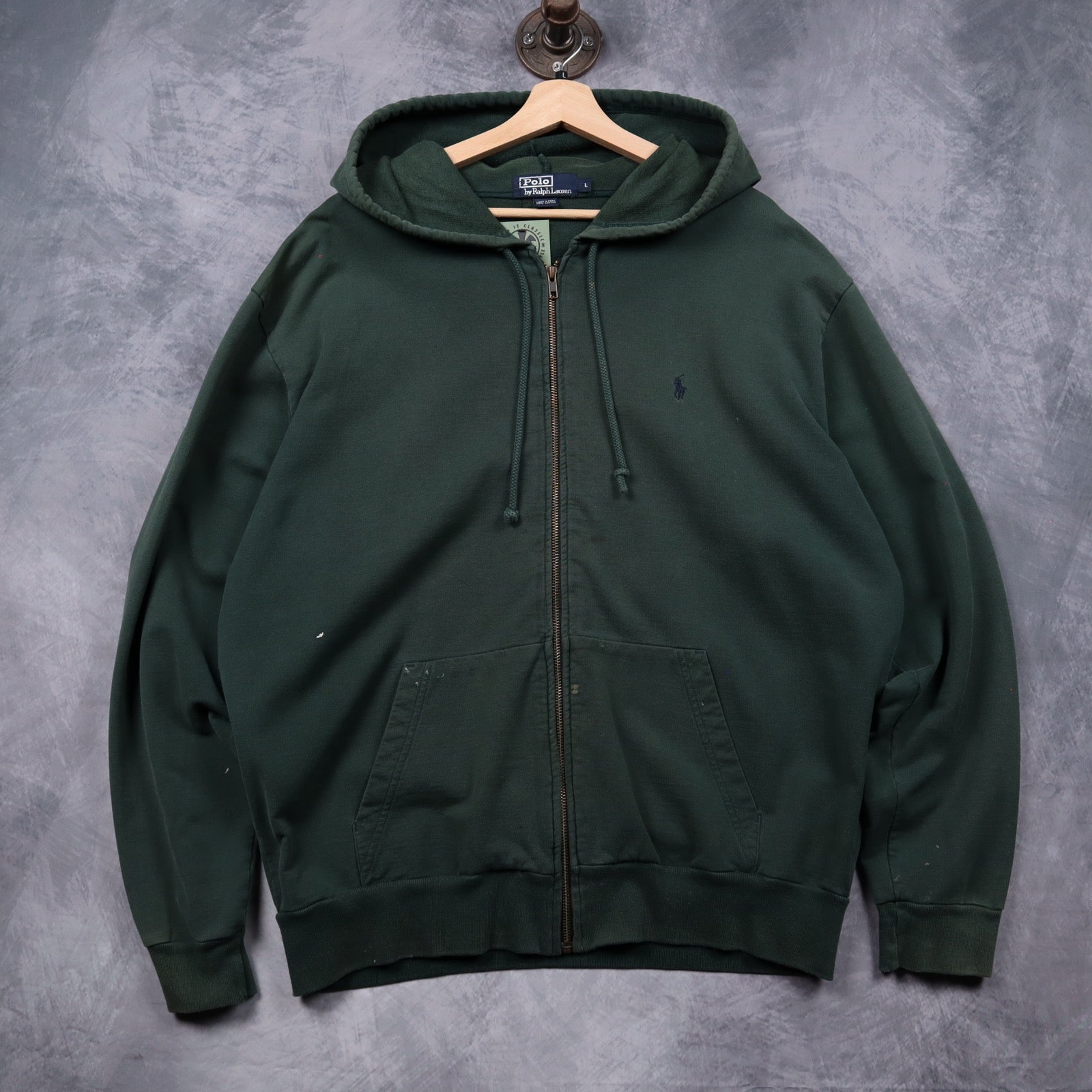 Early 2000s Dark Green Polo Ralph Lauren Zip Up Hoodie 4698