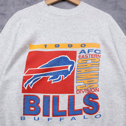 1990 Grey Buffalo Bills AFC Eastern Champs Crewneck Sweatshirt 6467