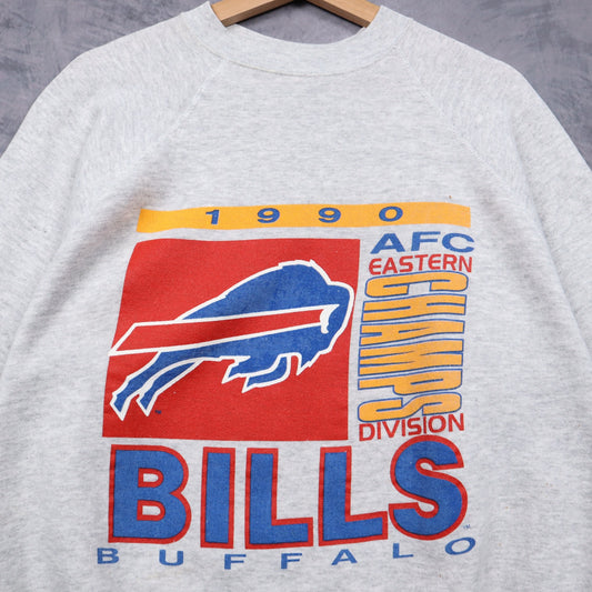 1990 Grey Buffalo Bills AFC Eastern Champs Crewneck Sweatshirt 6467