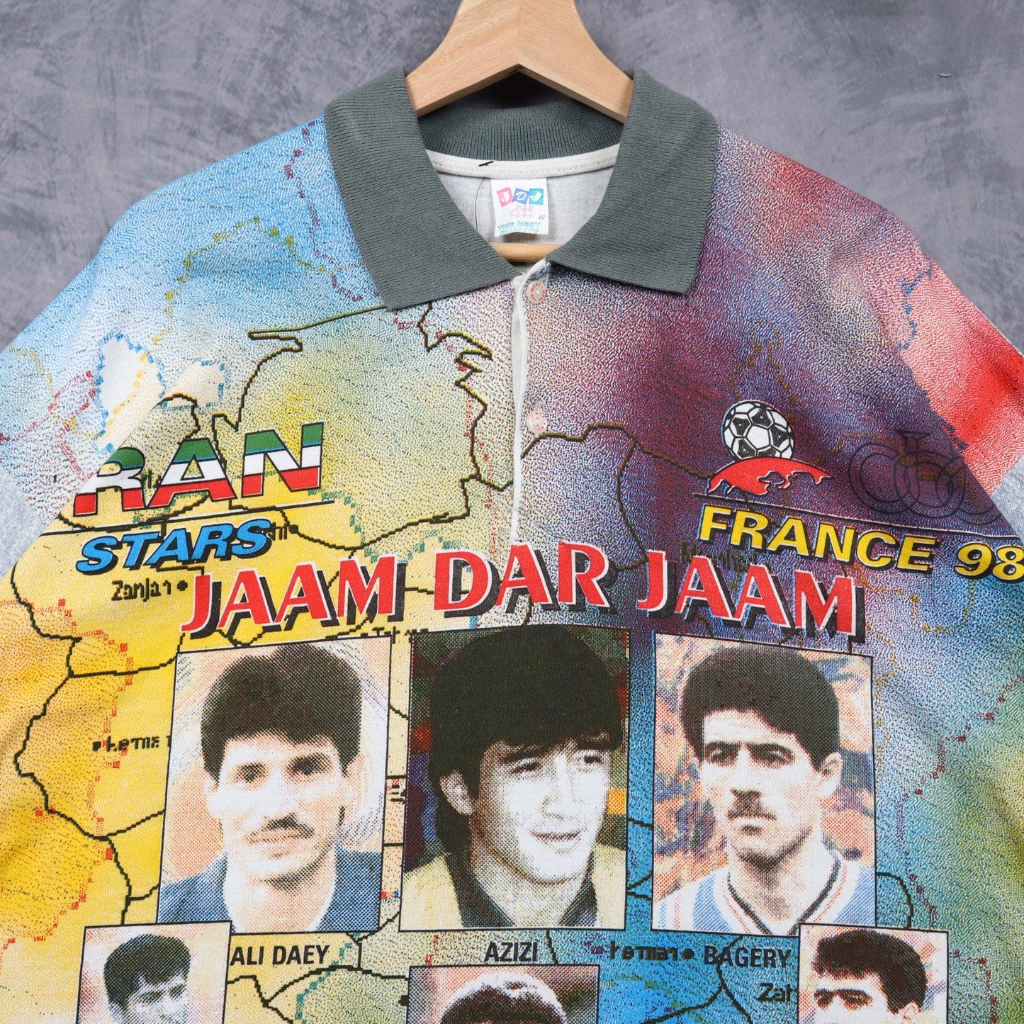 1998 Iran Vs france World Cup Polo Jersey Shirt 4865
