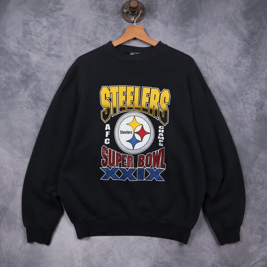 1995 Black Pittsburgh Steelers Super Bowl XXIX Crewneck Sweatshirt 6459