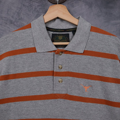 90s Grey Texas Longhorns Striped Polo Shirt 5891