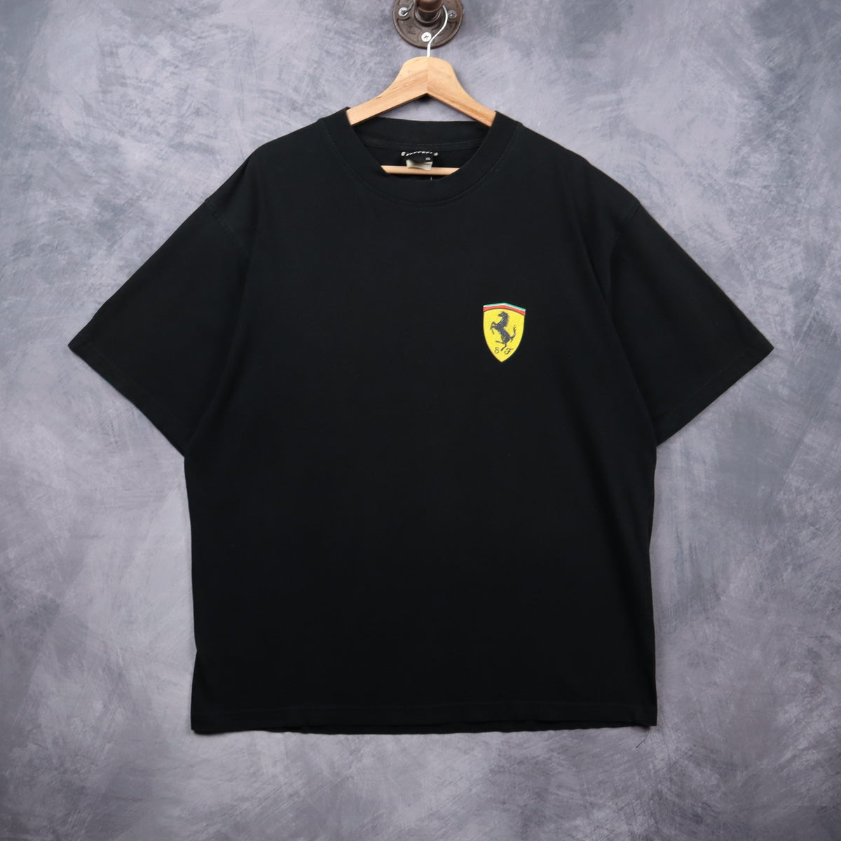 00s Black Ferrari Shield Logo Shirt 7296