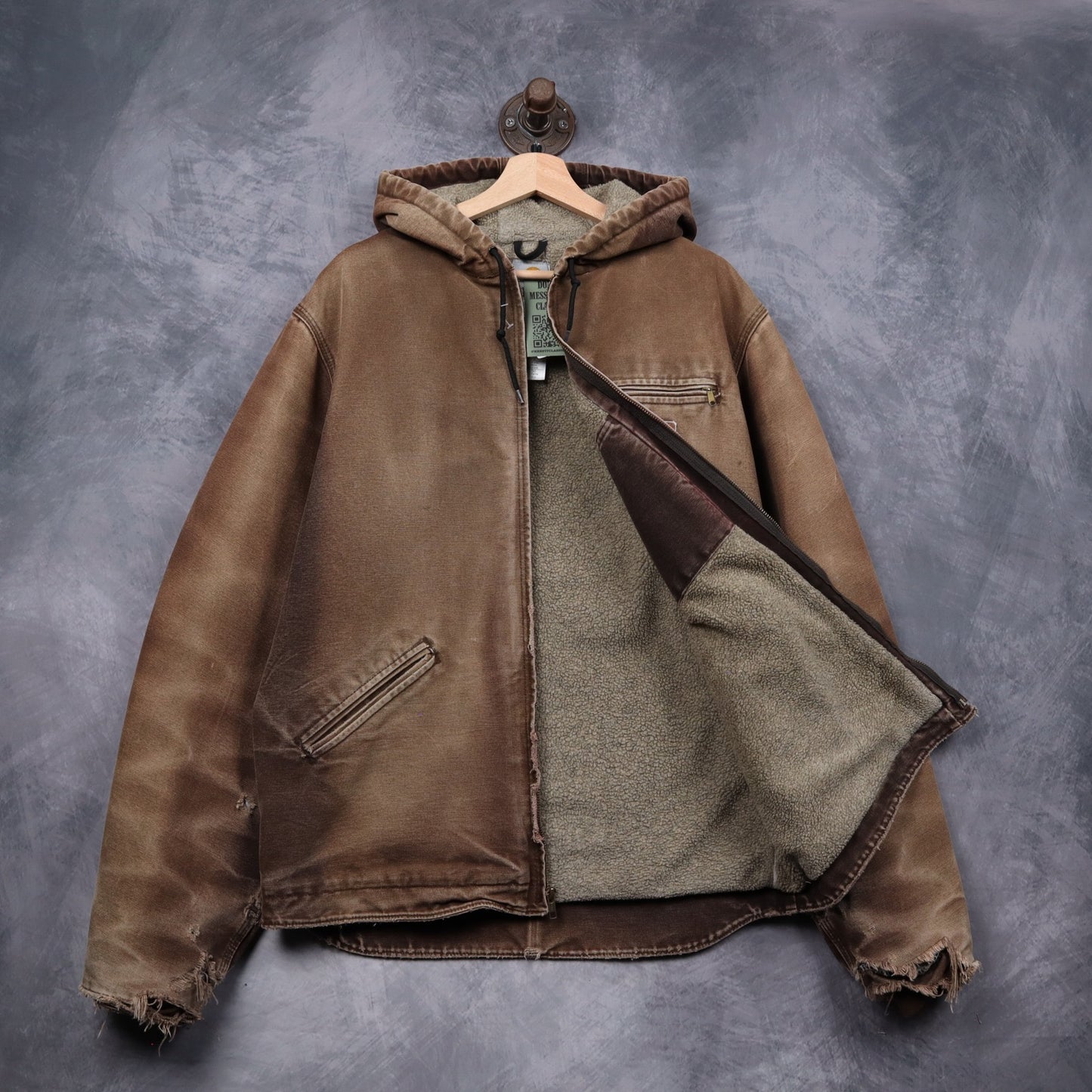 90s Faded Brown Carhartt Hooded Work Jacket 4801