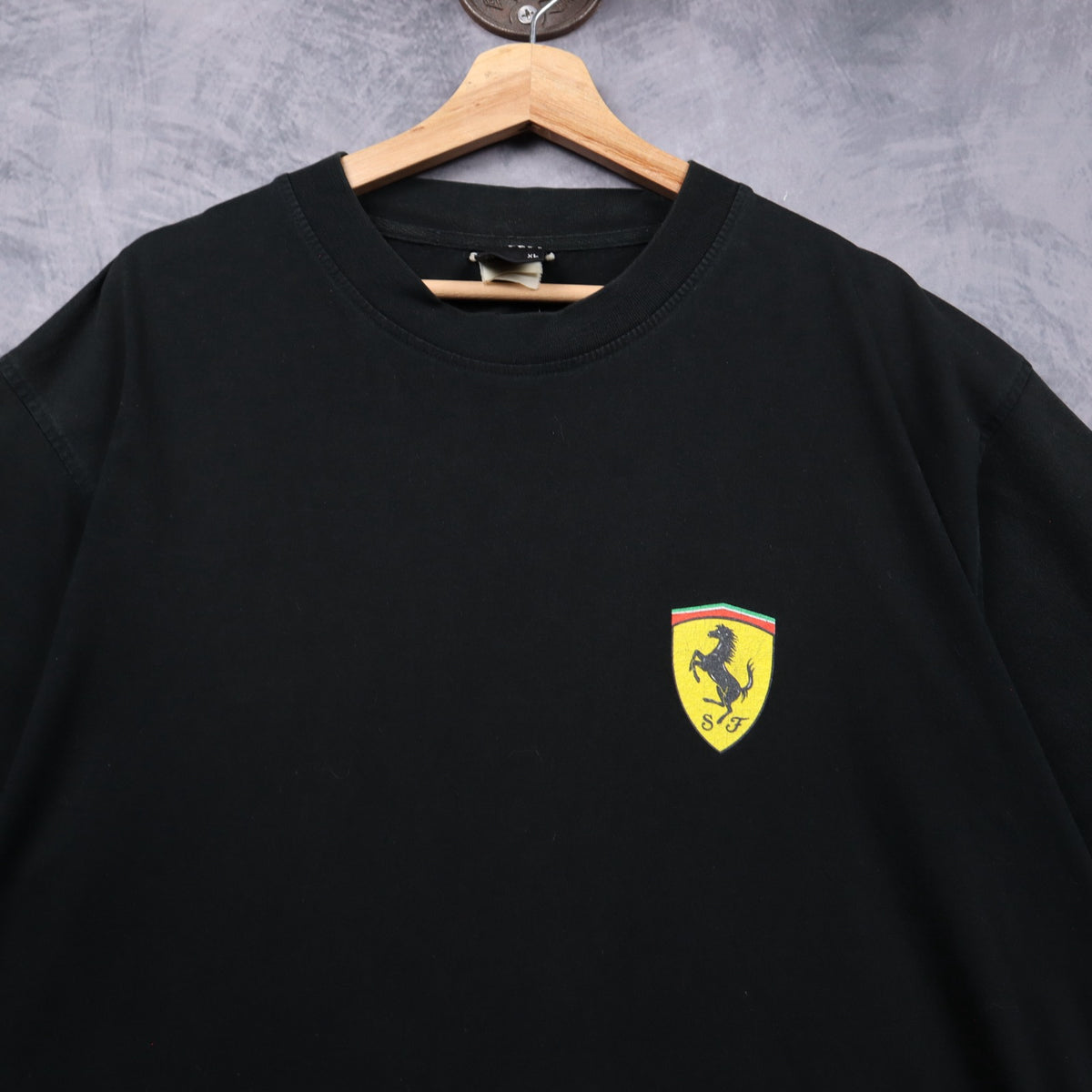 00s Black Ferrari Shield Logo Shirt 7296