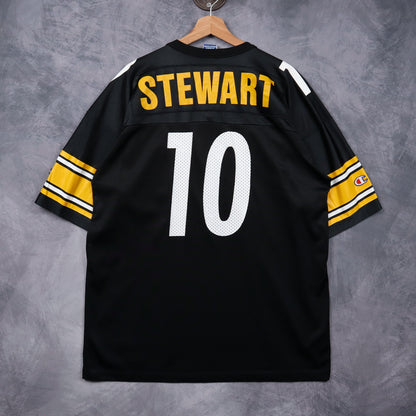 90s Black Pittsburgh Steelers Stewart #10 Champion Jersey 6779