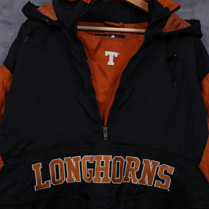 00s Black Texas Longhorns Hooded Puffer Jacket 5927