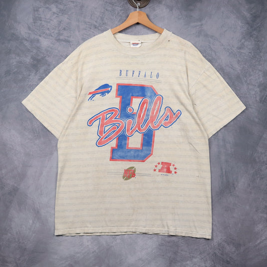 1993 Cream Buffalo Bills Striped Shirt 6704