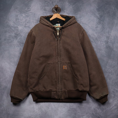90s Mocha Brown Carhartt Hooded Active Jacket 4803