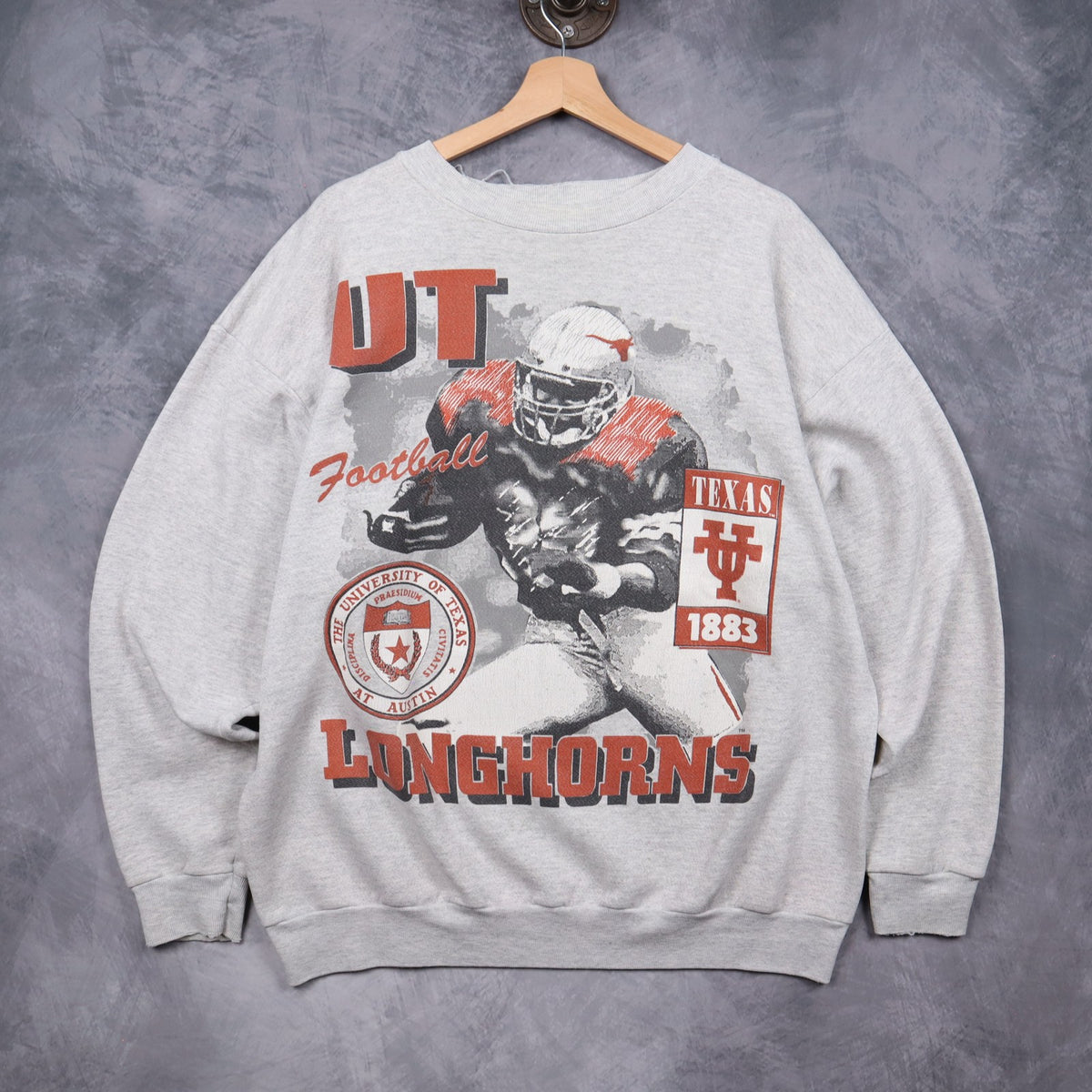 90s Grey UT Longhorns Football Crewneck Sweatshirt 5695