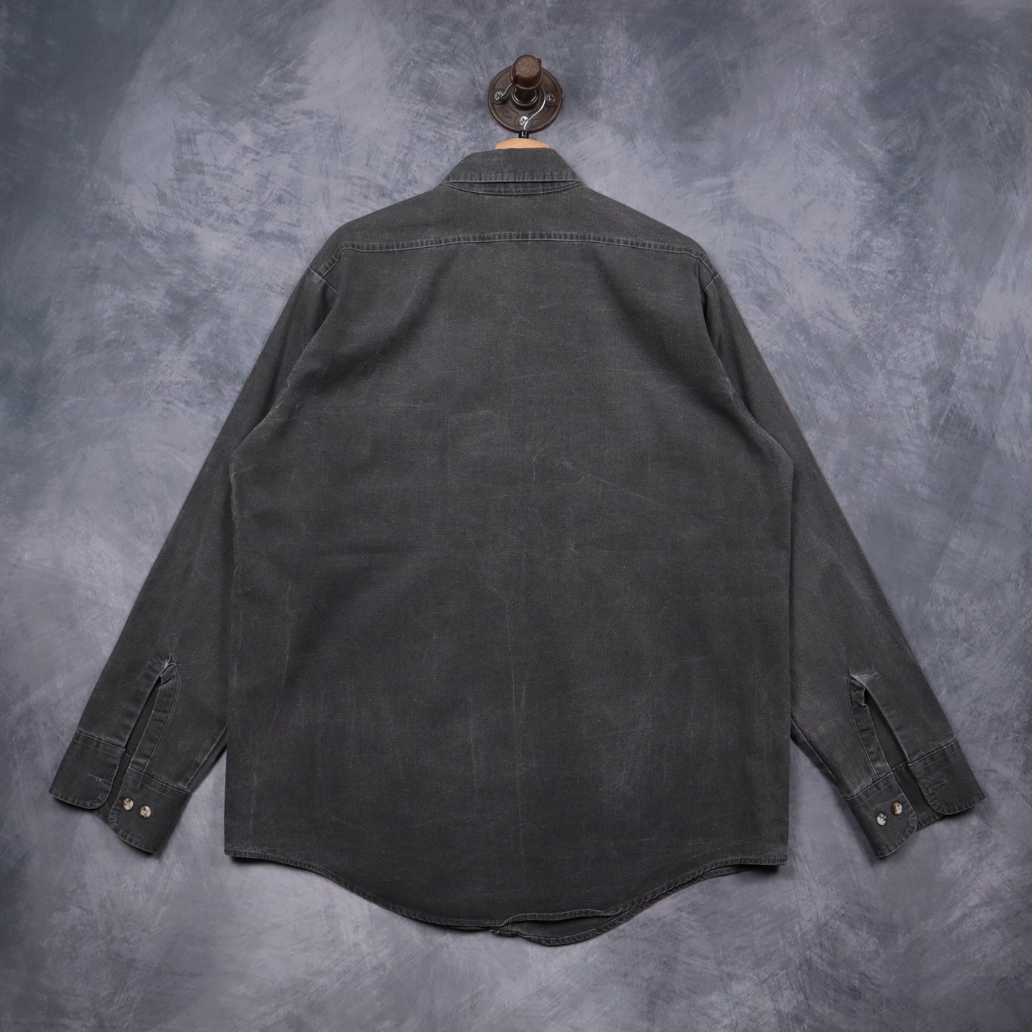 90s Faded Black Black Duck Military Style Button Up Shirt 5132