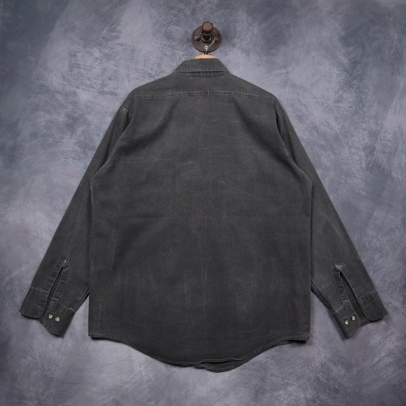 90s Faded Black Black Duck Military Style Button Up Shirt 5132