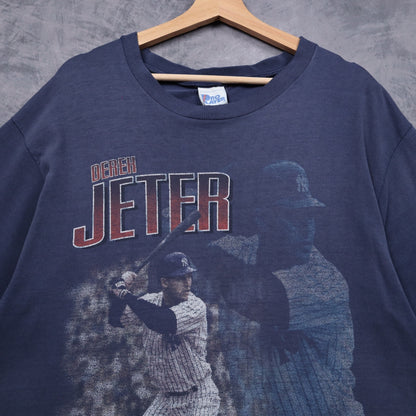 90s Navy Blue Derek Jeter Yankees Pro Player Shirt 4866