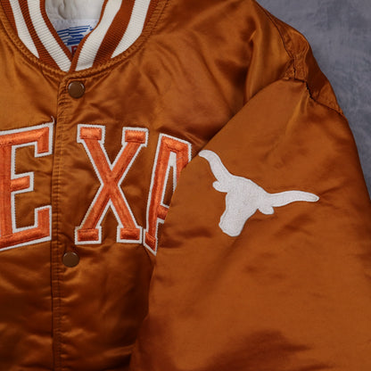 90s Burnt Orange Texas Longhorns Starter Satin Bomber Jacket 5905