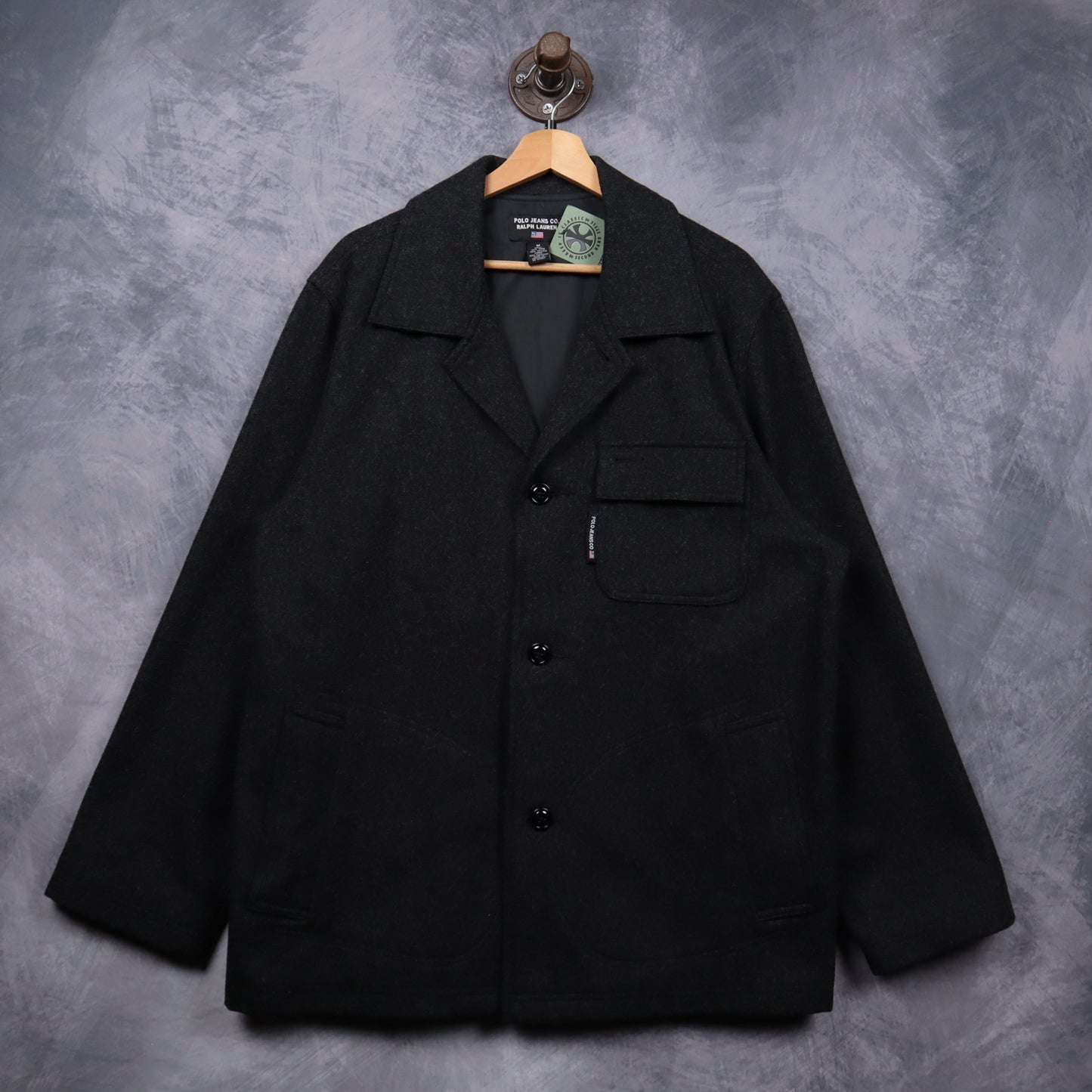 Early 00s Black Polo Jeans Co. Ralph Lauren Wool Jacket 5489