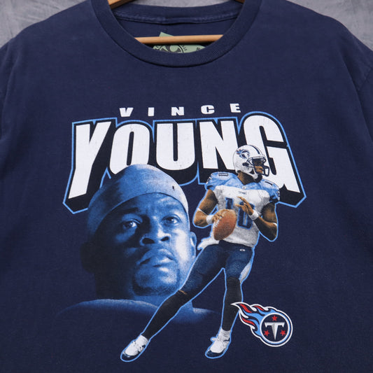 Early 00s Navy Blue Vince Young Tennessee Titans Shirt 6549