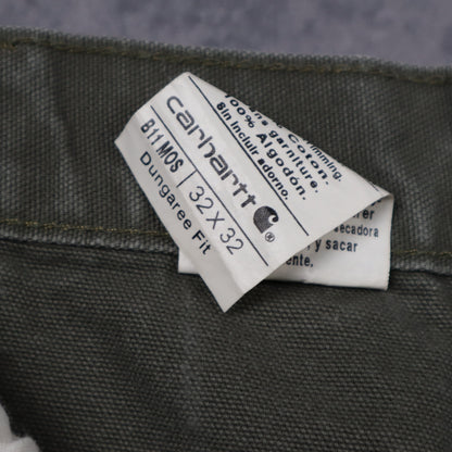 Early 2000s Olive Green Carhartt Painted Dungaree Carpenter Pants 5257