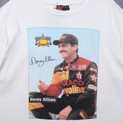 90s White Davey Allison Maxx Collector Series NASCAR Shirt 5387