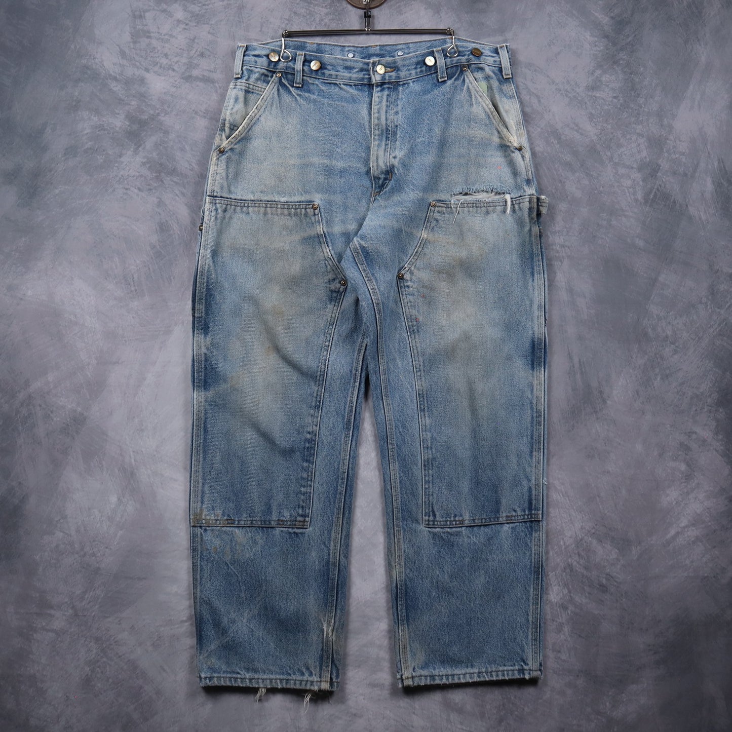 90s Light Wash Carhartt Dungaree Fit Double Knee Denim Jeans 5054