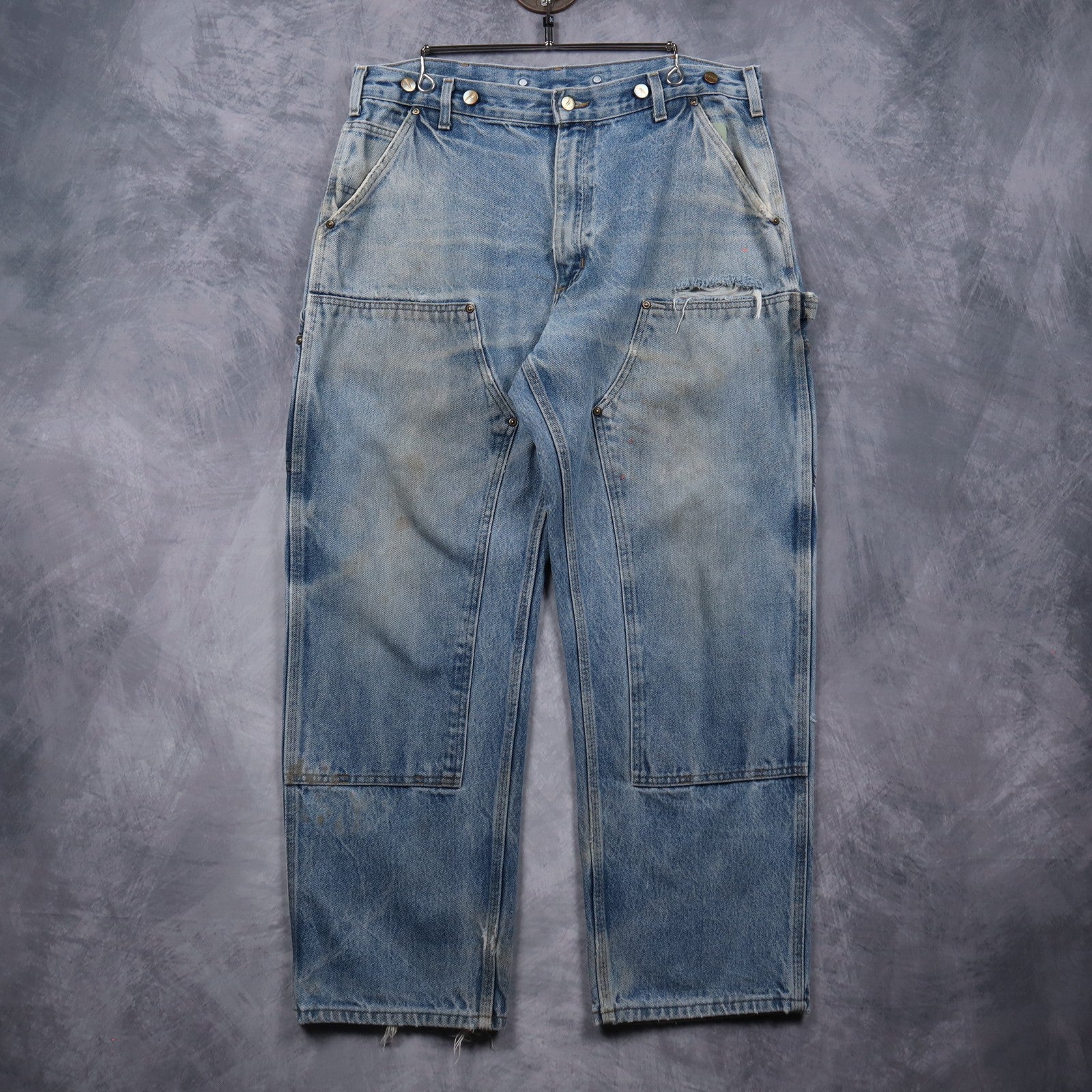 90s Light Wash Carhartt Dungaree Fit Double Knee Denim Jeans 5054