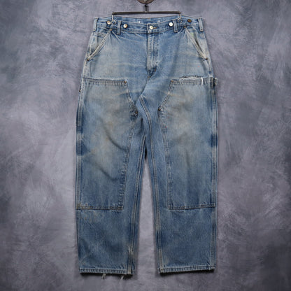 90s Light Wash Carhartt Dungaree Fit Double Knee Denim Jeans 5054