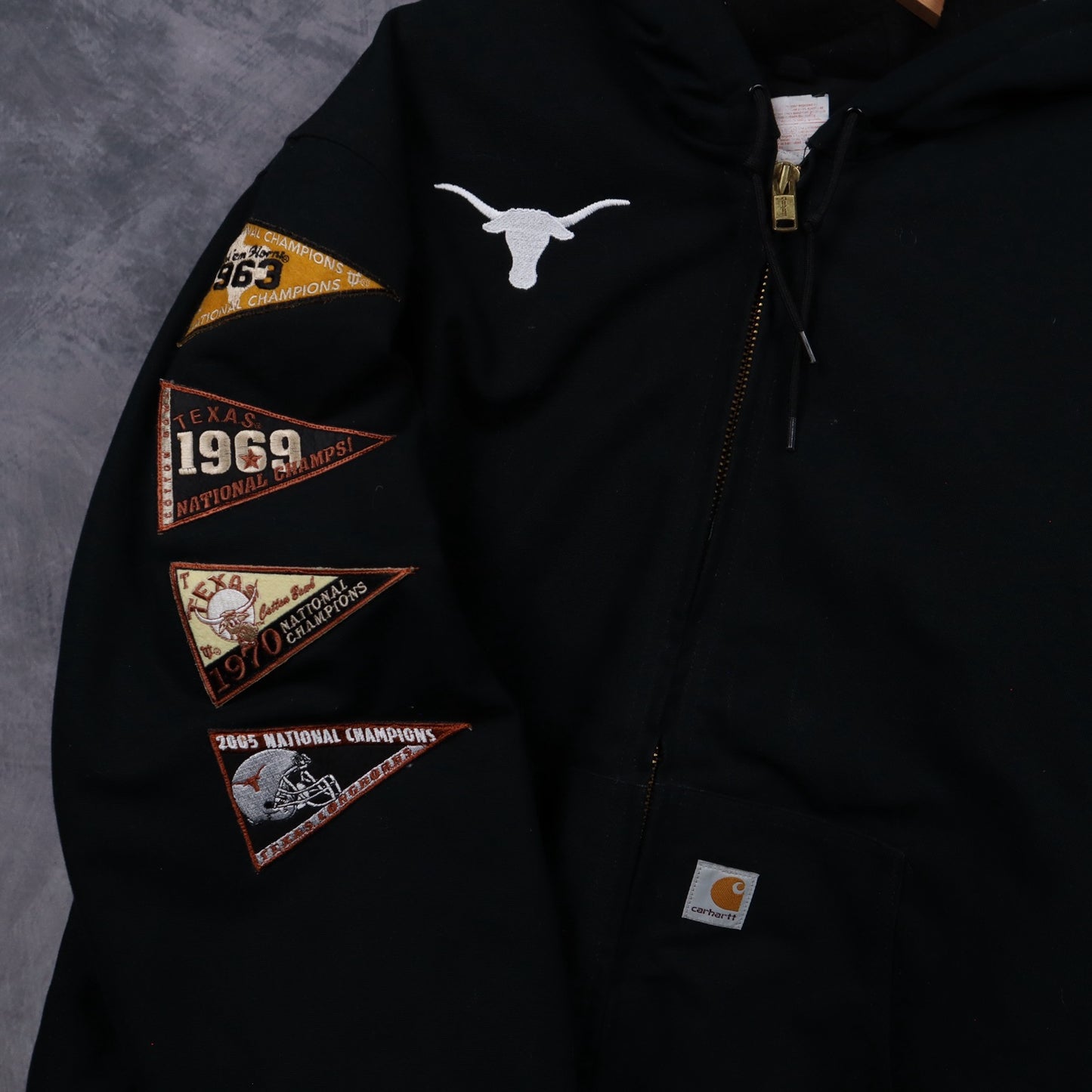 00s Black Carhartt Texas Longhorns Champions Hooded Jacket 5901