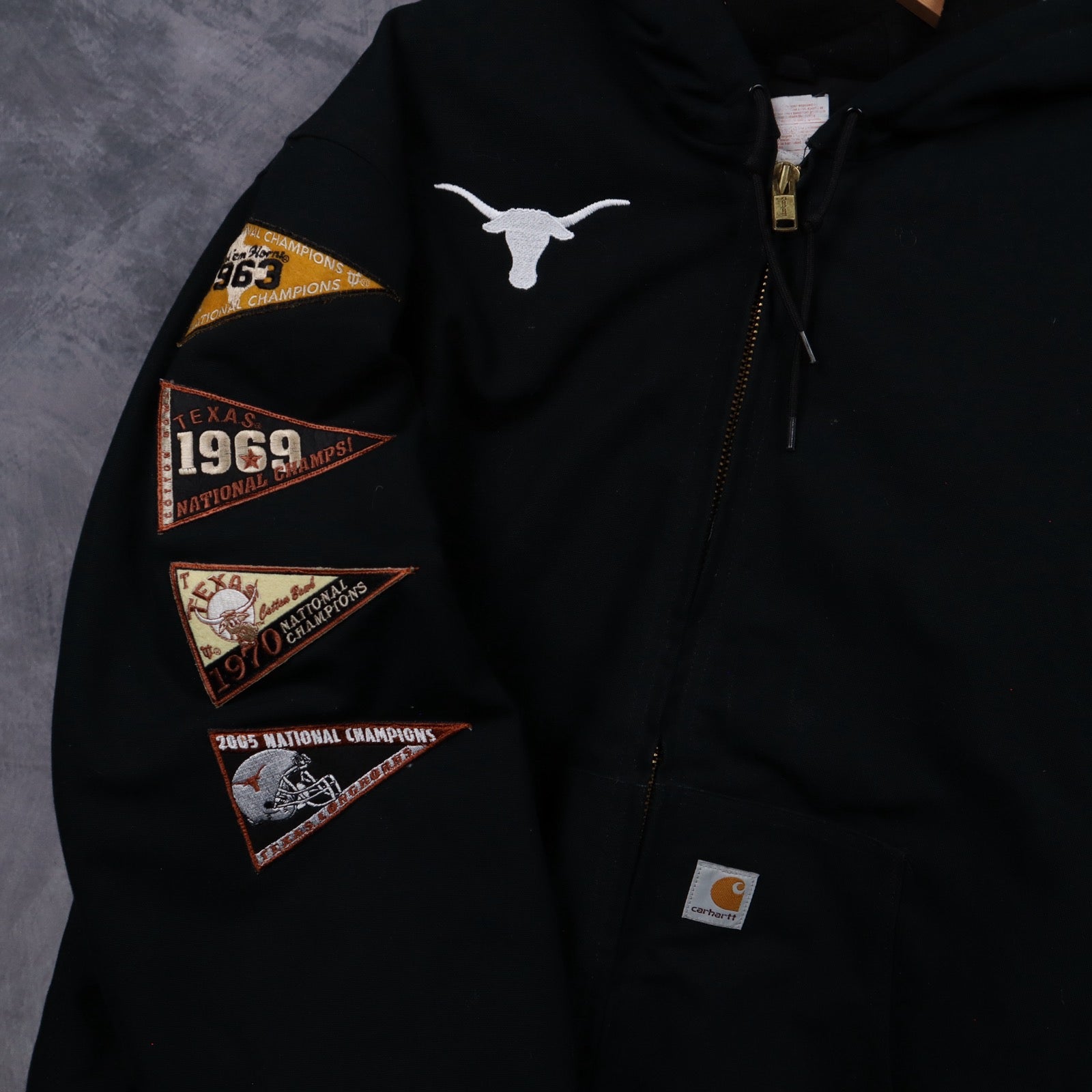00s Black Carhartt Texas Longhorns Champions Hooded Jacket 5901
