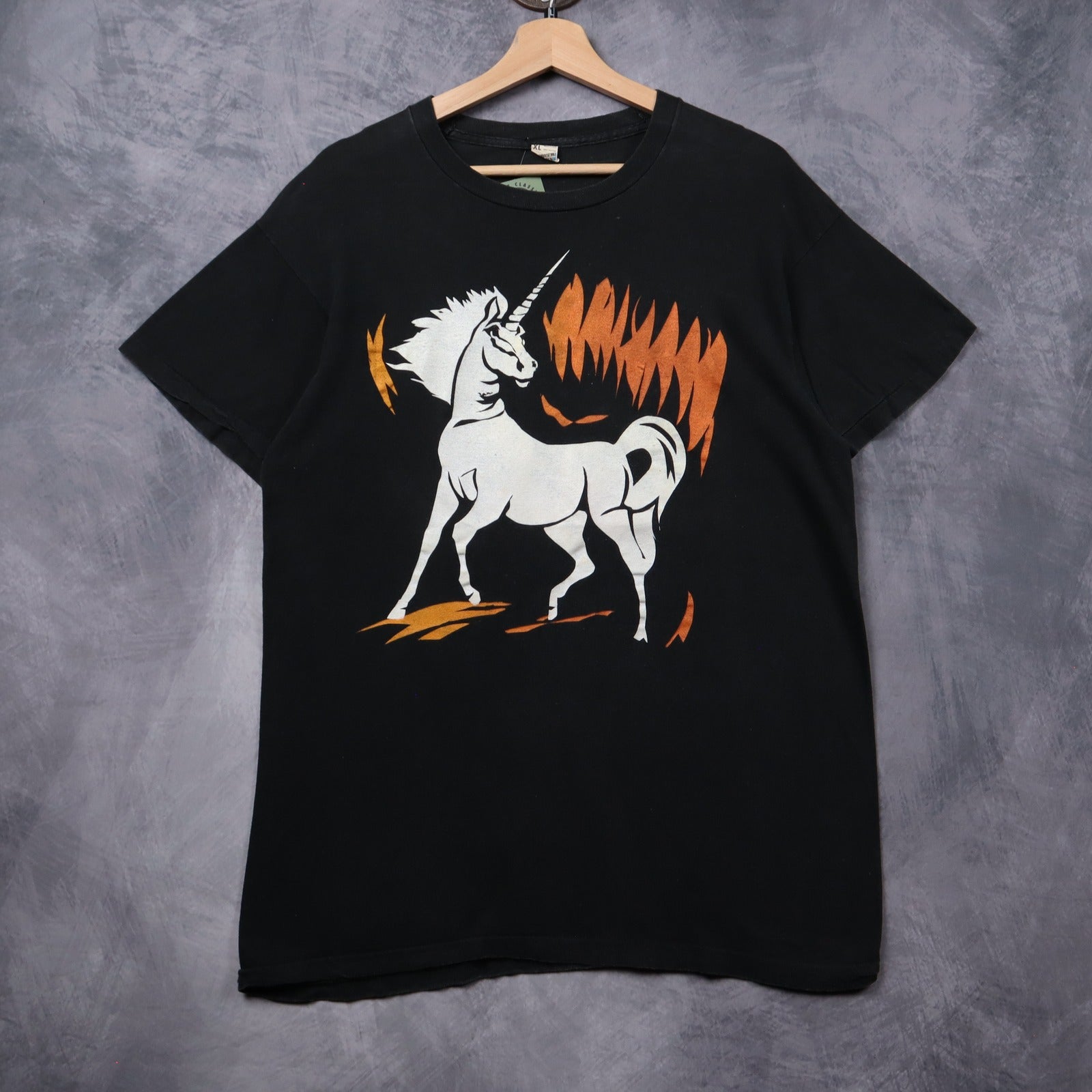 80s Black Hegewisch Records Unicorn Shirt 5364