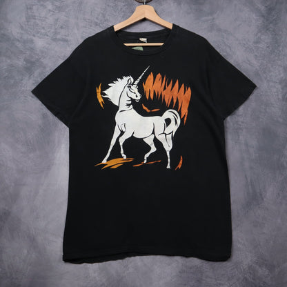 80s Black Hegewisch Records Unicorn Shirt 5364