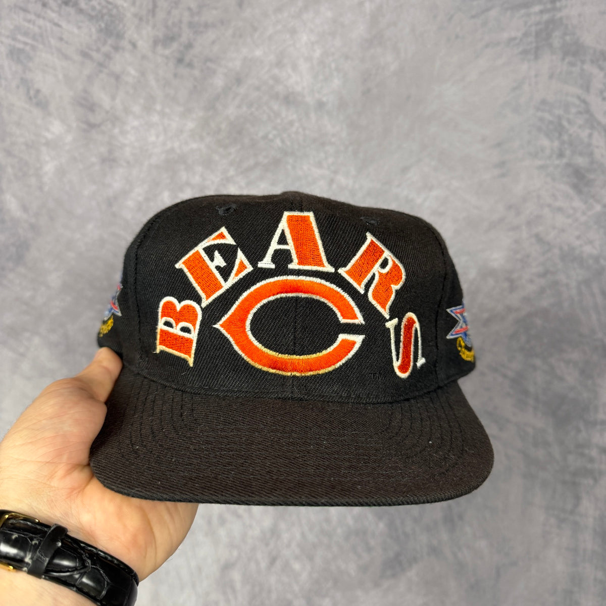 90s Black Chicago Bears Super Bowl XX Champions Snapback Hat 6856