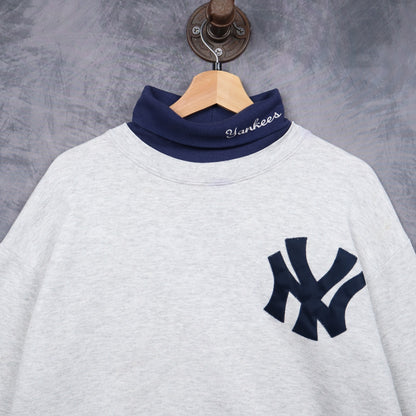 90s Grey New York Yankees Turtleneck Sweatshirt 5102