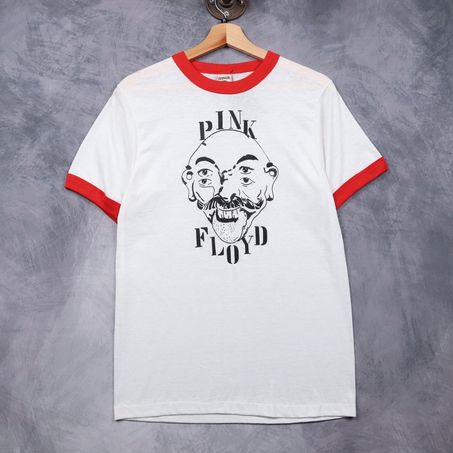 80s White Pink Floyd Ringer Shirt 4948