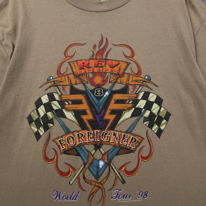 1998 Tan Foreigner Rev On The Red Line World Tour Shirt 5453