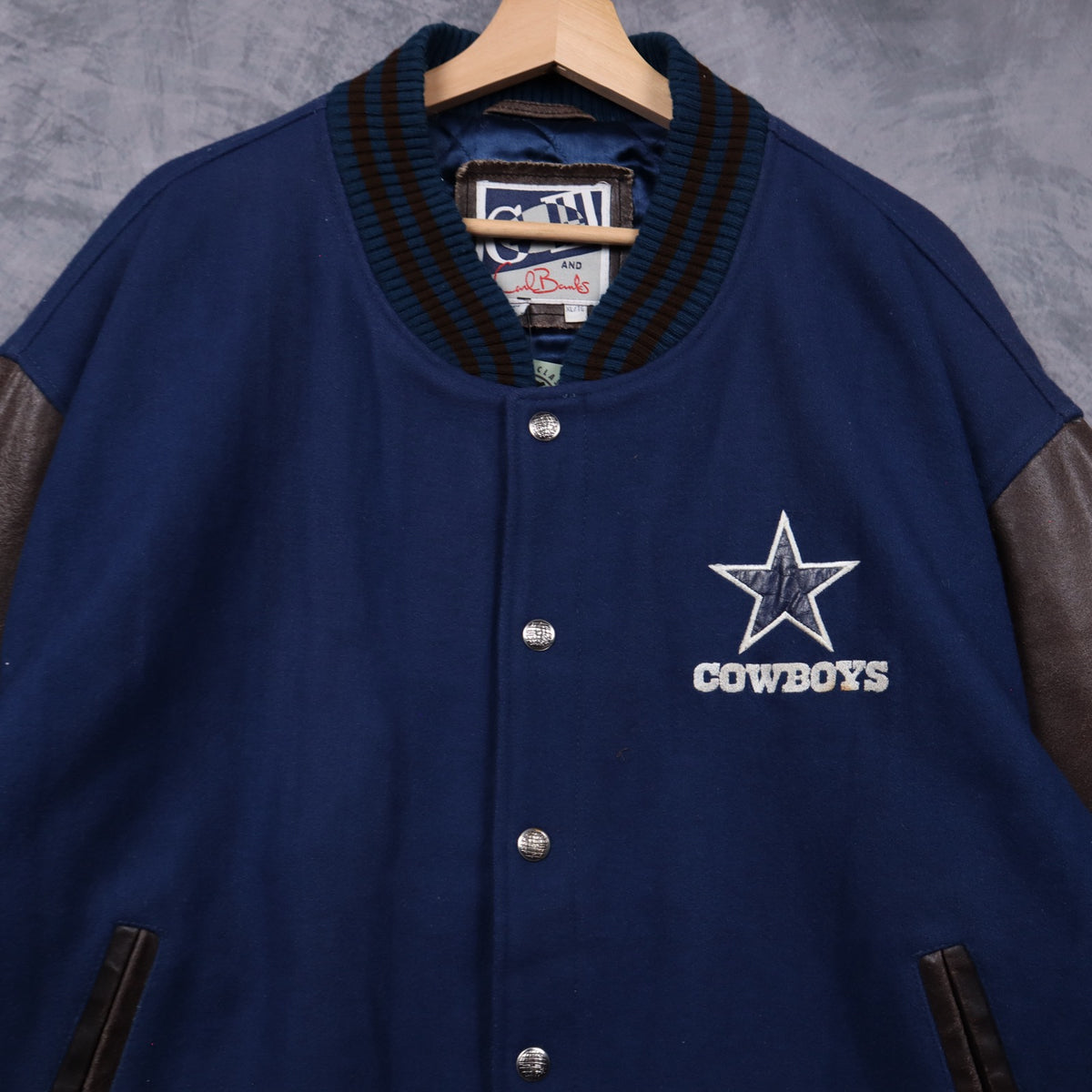 90s Navy Blue Dallas Cowboys GIII Carl Banks Varsity Jacket 6508