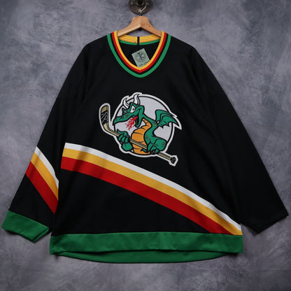 90s Black San Antonio Dragons Hockey Jersey 4831